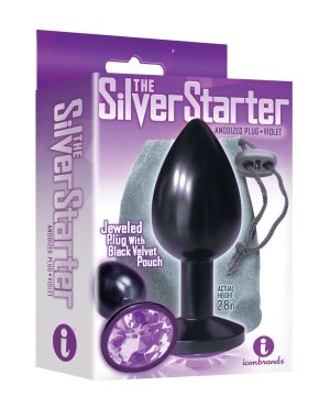 The 9’s The Silver Starter Bejeweled Round Stainless-Steel Plug – Black/Violet by The 9s product image