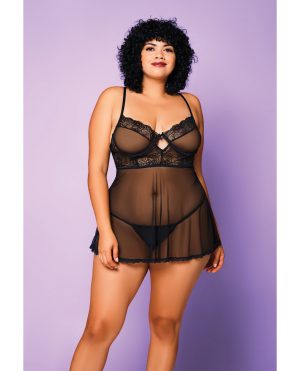 Soft Mesh Babydoll & G-String Black 3X by Glitter product image