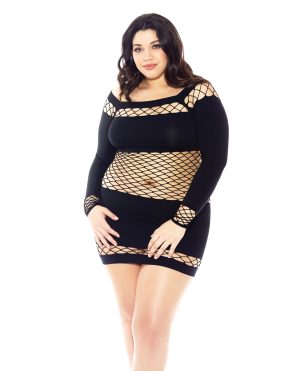 Nothing to Hide Nylon & Diamond Net Chemise Black QN by Glitter product image