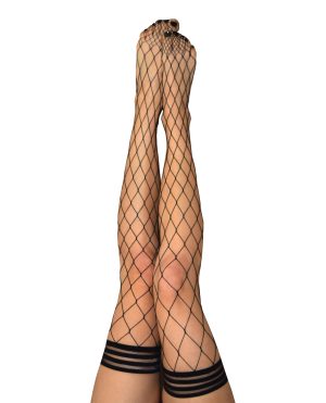 Kix’ies Michelle Large Fishnet Thigh High Black A by Kixies product image