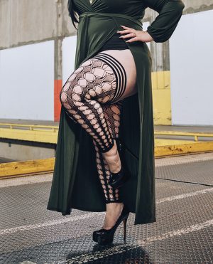 Kixies Jo Circle Fishnet Footless Thigh High Black D by Kixies product image