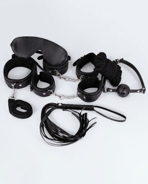 Lust PU Leather 7 Pack Lite Bondage Set – Black by Lust product image