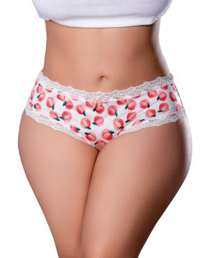 Sweet Treats Crotchless Boy Short w/Wicked Sensual Care Peach Lube – White QN by Exposed product image