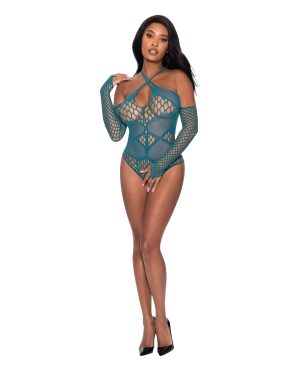 Seamless Long Sleeve Teddy Turquoise O/S by Exposed product image