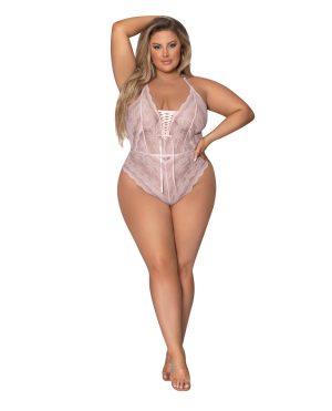 Seabreeze Strappy Back Teddy w/Snap Crotch Blush 2X by Exposed product image