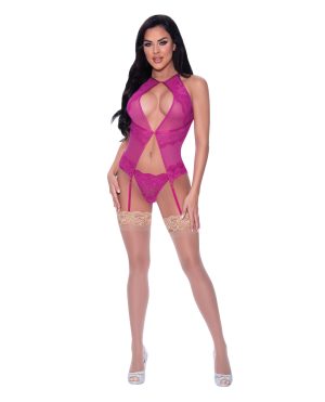 Berrylicious Lace Halter Basque & G-String Pink L/XL by Exposed product image