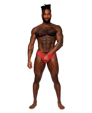 Sassy Lace Open Ring Thong Red S/M by Male Power product image