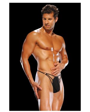 Male Power G-String w/Straps & Rings Black S/M by Male Power product image