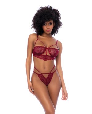 Lace Underwire Top w/Thong 2 pc Set – Rosewood L/XL by Mapale product image