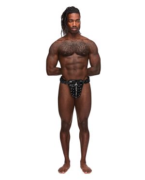 Leather Taurus Adjustable Buckle Thong Black O/S by Male Power product image