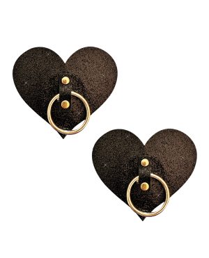 Neva Nude After Midnight Glitter Hoop Heart Pasties – Black O/S by Neva Nude product image