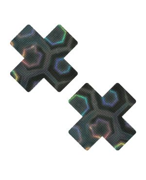 Neva Nude Holographic X Factor Pasties – Black O/S by Neva Nude product image