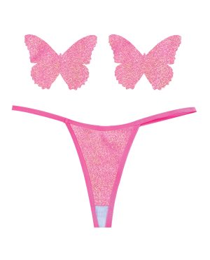 Neva Nude Naughty Knix Bella Rosa Shimmer G-String & Pasties – Soft Pink O/S by Neva Nude product image