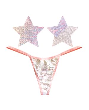 Neva Nude Naughty Knix Princess Bride Flip Sequin G-String & Pasties – Pink/White O/S by Neva Nude product image