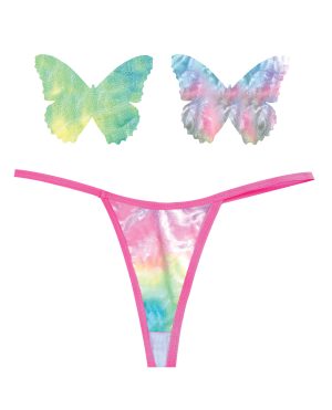 Neva Nude Naughty Knix Rainbow Sherbet Velvet G-String & Pasties – (Color Varies) Multi O/S by Neva Nude product image