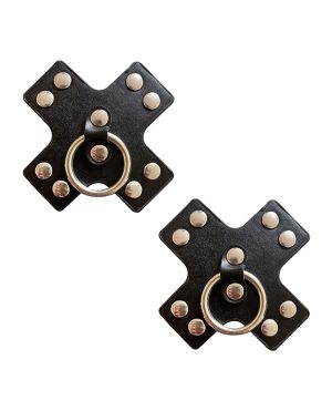 Neva Nude Burlesque Pierced N’ Punked Leather Metal X Silicone Reusable Pasties – Black O/S by Neva Nude product image
