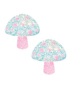 Neva Nude Black Light Glitter Shroom Pasties – Pink/White O/S by Neva Nude product image