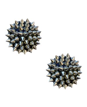 Neva Nude Burlesque Bowser Spike Pleather Reusable Silicone Pasties – Silver/Black O/S by Neva Nude product image