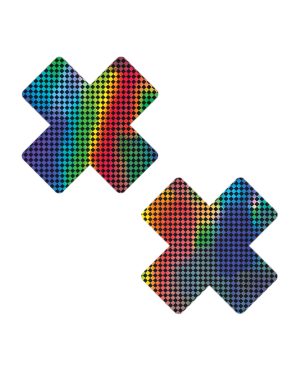 Neva Nude Holographic X Factor Pasties – Rainbow/Black O/S by Neva Nude product image