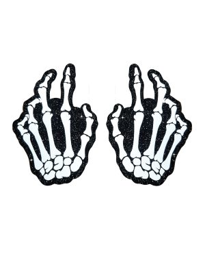 Neva Nude Holographic Skeleton Hands Pasties – White/Black O/S by Neva Nude product image