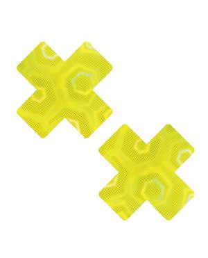 Neva Nude Holographic X Factor Pasties – Neon Yellow O/S by Neva Nude product image