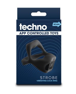 Techno Strobe App Controlled Vibrating Cock Ring – Black by Techno product image