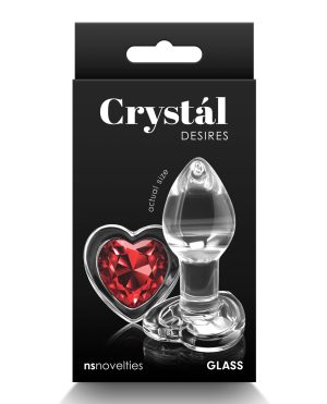Crystal Desires Glass Heart Gem Butt Plug Small – Red by Crystal product image