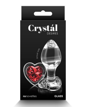 Crystal Desires Glass Heart Gem Butt Plug Medium – Red by Crystal product image