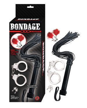Bondage by Nasstoys Whip & Cuff Set – Red by Nasstoys product image