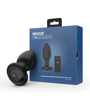 Nexus Tornado Rotating & Vibrating Medium Butt Plug w/Remote – Black by Nexus product image