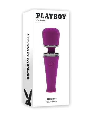 Playboy Pleasure Mic Drop Petite Wand Vibrator – Fuschia by Playboy product image