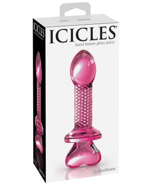 Icicles No. 82 Hand Blown Glass Butt Plug – Ribbed/Pink by Icicles product image