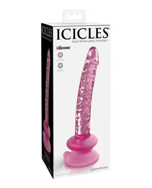 Icicles No. 86 Hand Blown Glass Massager w/Suction Cup – Pink by Icicles product image