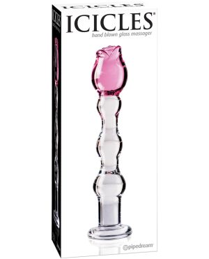 Icicles No. 12 Hand Blown Glass Massager – Clear w/Rose Tip by Icicles product image