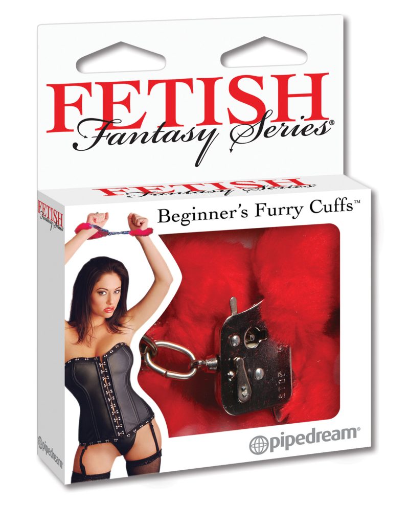 PD3800-15 Fetish Fantasy Series Beginner’s Furry Cuffs – Red by Fetish Fantasy Series product image