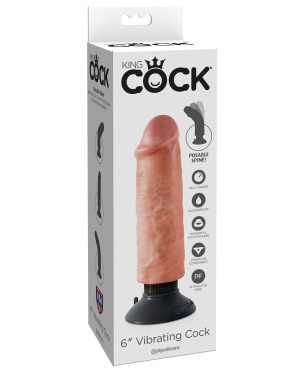 King Cock 6″ Vibrating Cock – Flesh by King Cock product image