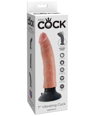 King Cock 7″ Vibrating Cock – Flesh by King Cock product image