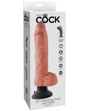 King Cock 10″ Vibrating Cock w/Balls – Flesh by King Cock product image