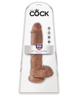King Cock 10″ Cock w/Balls – Tan by King Cock product image