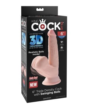 King Cock Plus 6″ Triple Density Cock w/Swinging Balls – Ivory by King Cock product image