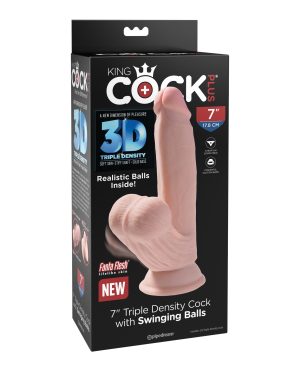 King Cock Plus 7″ Triple Density Cock w/Swinging Balls – Ivory by King Cock product image