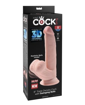 King Cock Plus 8″ Triple Density Cock w/Swinging Balls – Ivory by King Cock product image