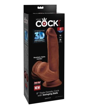 King Cock Plus 8″ Triple Density Cock w/Swinging Balls – Brown by King Cock product image