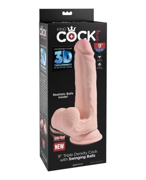 King Cock Plus 9″ Triple Density Cock w/Swinging Balls – Ivory by King Cock product image