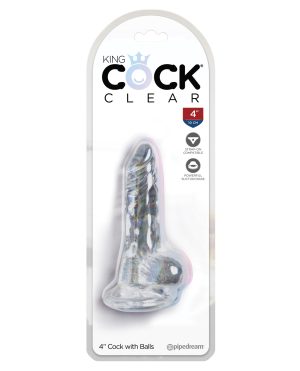 King Cock Clear 4″ Cock w/Balls by King Cock product image
