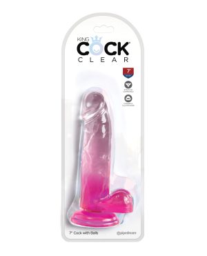 King Cock Clear 7″ Cock w/Balls – Pink by King Cock product image