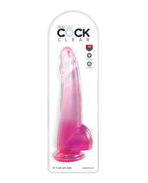 King Cock Clear 10″ Cock w/Balls – Pink by King Cock product image
