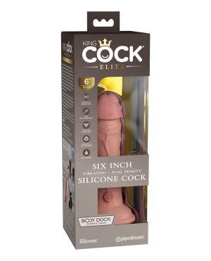 King Cock Elite 6″ Dual Density Vibrating Silicone Cock – Light by King Cock Elite product image