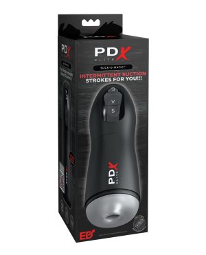 PDX Elite Suck-O-Matic Vibrating Stroker – Frosted/Black by PDX Elite product image