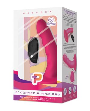 Pegasus 6″ Rechargeable Ripple Peg w/Adjustable Harness & Remote – Pink by Pegasus product image